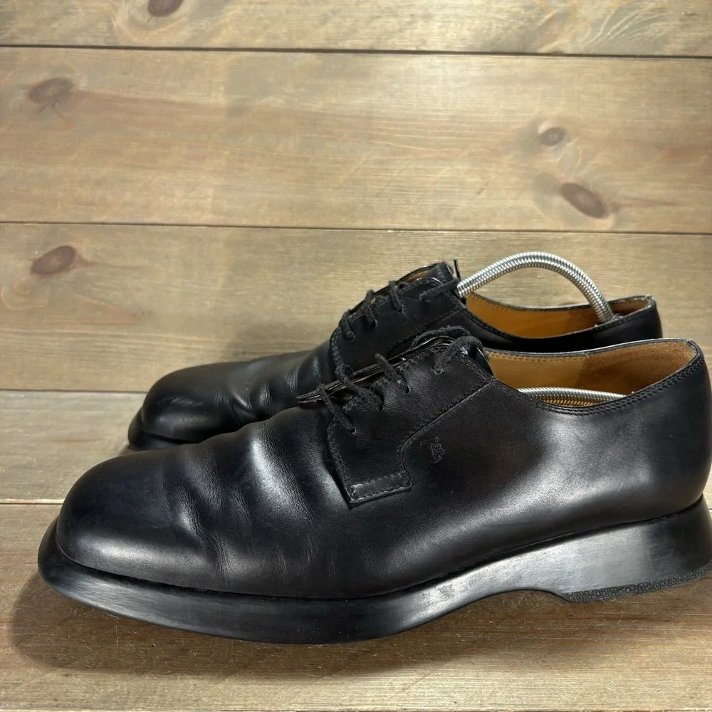 tods mens size 11.5 shoes black leather lace up dress work travel oxfords